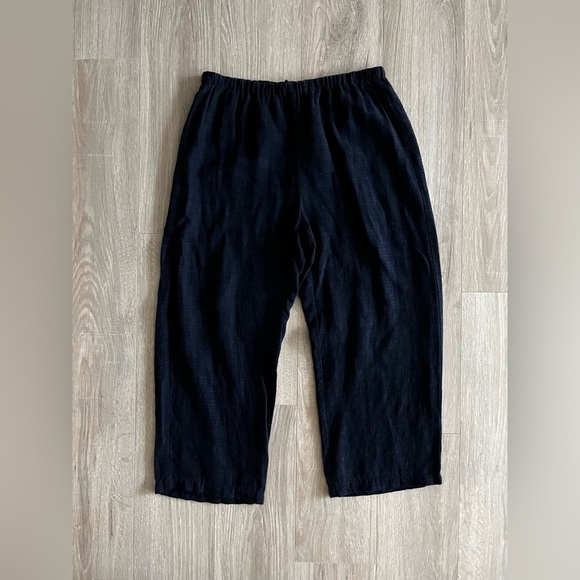 Eileen Fisher Pants - Eileen Fisher Blue Crop Wide Leg Linen Blend Ripple Pants - Size XS Petite